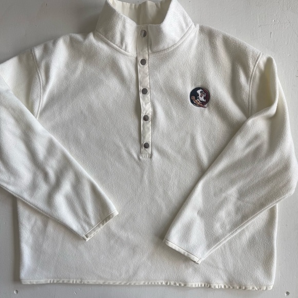 FSU Florida State Seminoles Cream Pullover Fleece Sweater Snaps NWOT Women’s XL - Picture 4 of 5